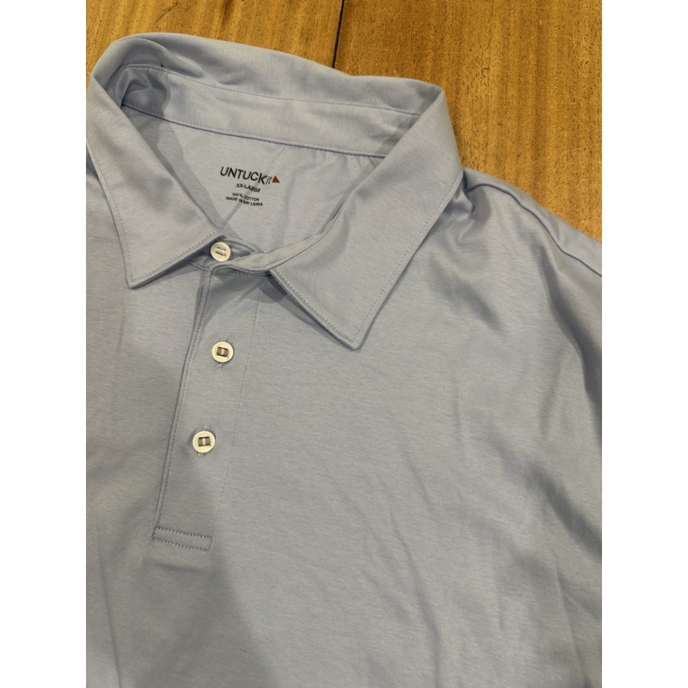 Untuckit Polo Shirt Mens XXLarge Blue Long‎ Sleeve Casual Preppy Damaschino
